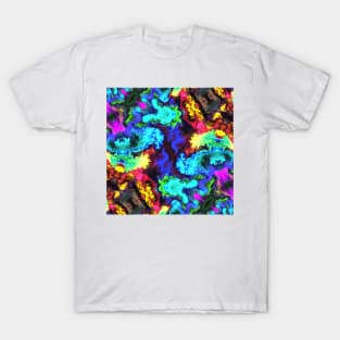 Psychedelic Hippie Square Blue Red Green Yellow and Purple T-Shirt